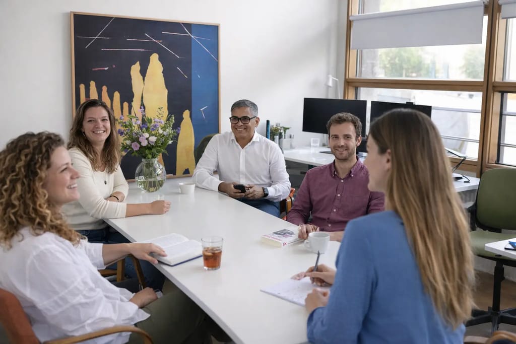 Een sociaal veilig team in overleg rond een tafel